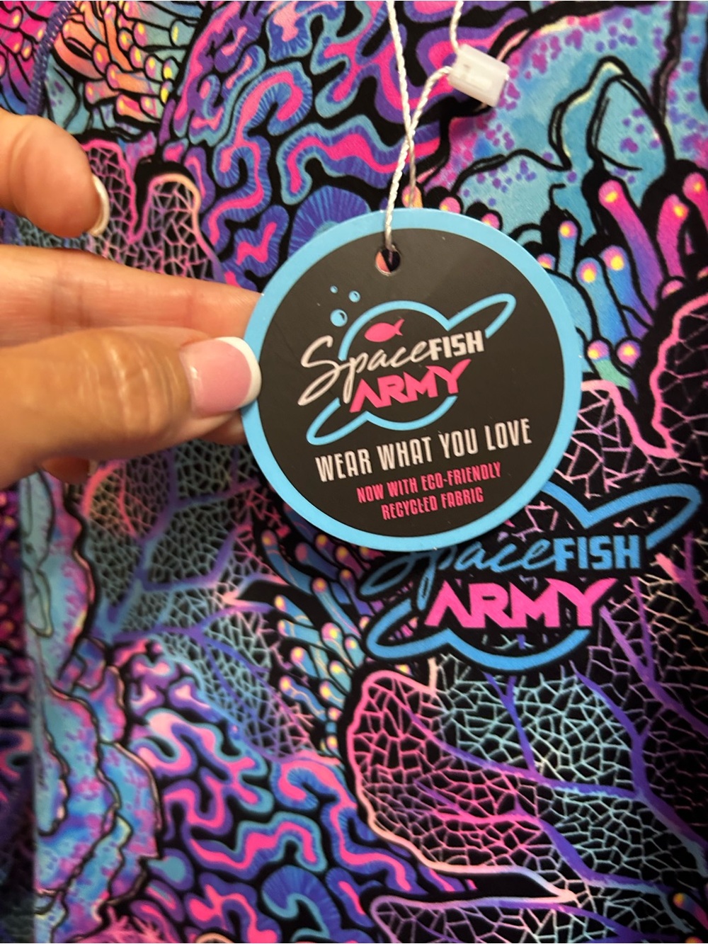 SpaceFish Army CoralK RG Graphic Top - Neon Blue & Pink